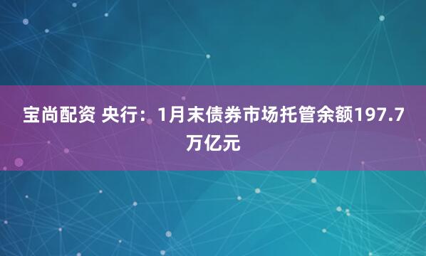宝尚配资 央行：1月末债券市场托管余额197.7万亿元