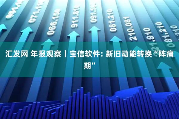 汇发网 年报观察丨宝信软件: 新旧动能转换“阵痛期”