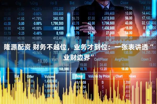 隆源配资 财务不越位，业务才到位：一张表讲透“业财边界”
